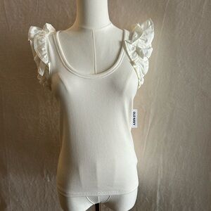 Old Navy Cream Ruffle Sleeve Tank Top